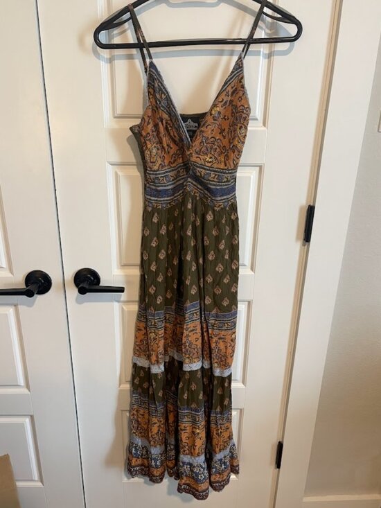 Angie Dresses & Skirts - Angie Olive and Mustard Printed Boho Maxi Dress
